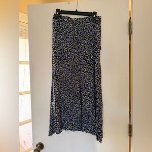 Zara Black and Purple Floral Midi Skirt